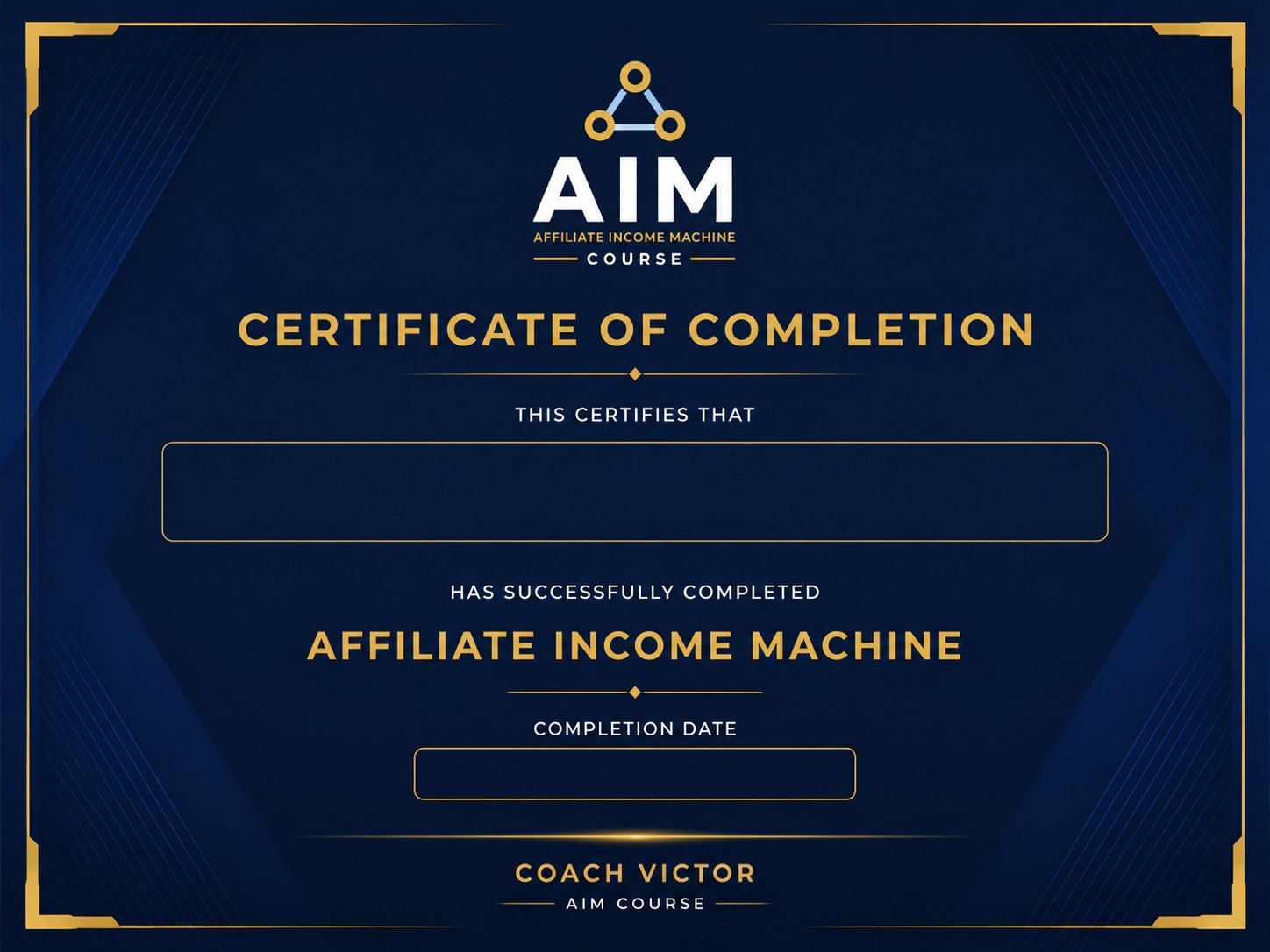 AIM Certificate of Completion template